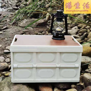 大白熊同款木蓋野營箱收納箱韓國創意戶外摺疊塑膠整理儲物置物箱