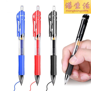 辦公用品按動中性筆學生文具水筆碳黑藍紅學慣用品大容量簽字筆