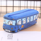 韓國創意學生文具小動物巴士筆袋 公交鉛筆盒 男女帆布文具盒