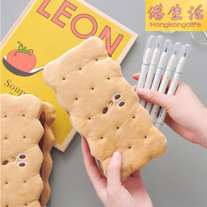 模擬夾心餅乾筆袋中小學生可愛鉛筆袋簡約大容量可愛毛絨文具盒