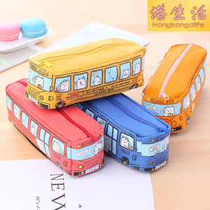 韓國創意學生文具小動物巴士筆袋 公交鉛筆盒 男女帆布文具盒