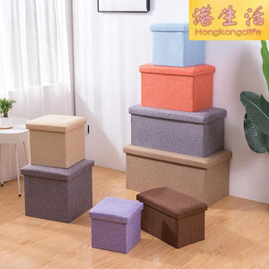 簡約家居多功能創意儲物凳子 布藝棉麻沙發換鞋凳可摺疊收納凳